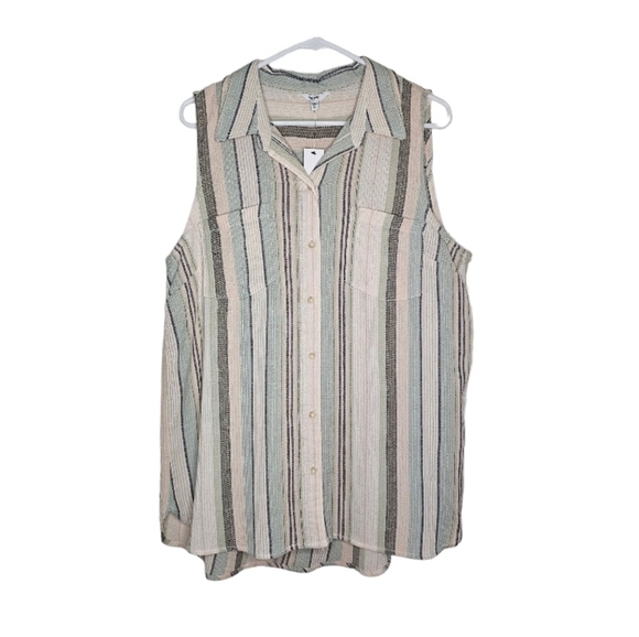 Sonoma Tops - Sonoma Button Down Striped Tank Top Sz xl